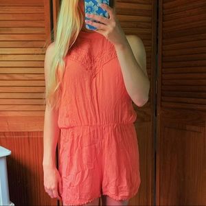 Coral Halter Romper